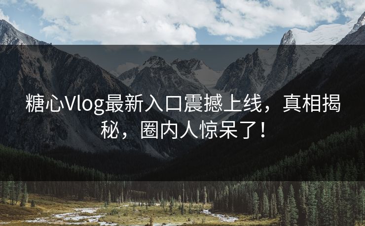 糖心Vlog最新入口震撼上线，真相揭秘，圈内人惊呆了！