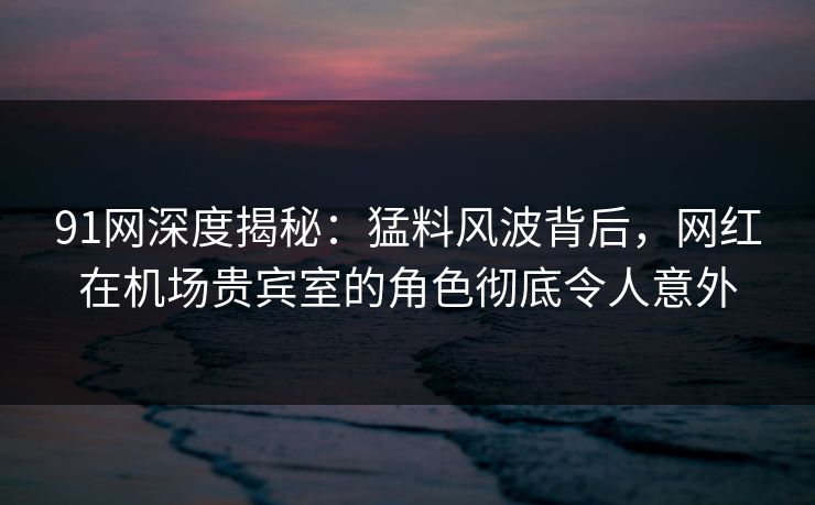 91网深度揭秘：猛料风波背后，网红在机场贵宾室的角色彻底令人意外