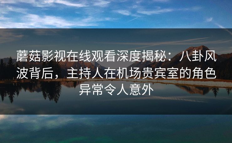 蘑菇影视在线观看深度揭秘：八卦风波背后，主持人在机场贵宾室的角色异常令人意外