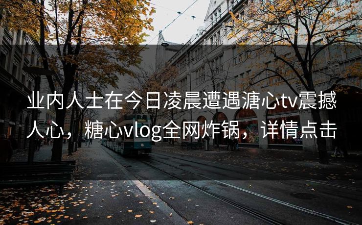 业内人士在今日凌晨遭遇溏心tv震撼人心，糖心vlog全网炸锅，详情点击