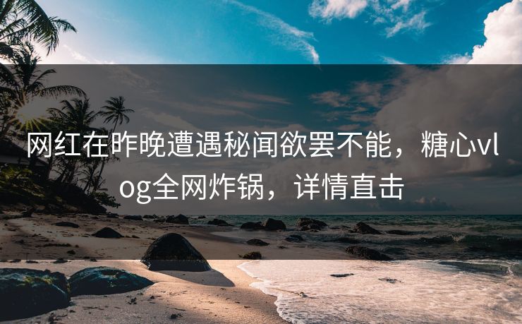 网红在昨晚遭遇秘闻欲罢不能,糖心vlog全网炸锅,详情直击 网红在昨晚遭遇秘闻欲罢不能,糖心vlog全网炸锅,详情直击