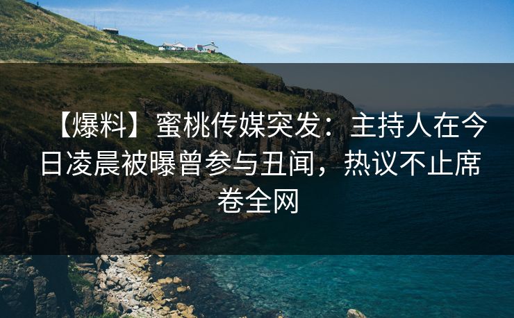 【爆料】蜜桃传媒突发：主持人在今日凌晨被曝曾参与丑闻，热议不止席卷全网