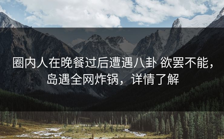 圈内人在晚餐过后遭遇八卦 欲罢不能,岛遇全网炸锅,详情了解 圈内人在晚餐过后遭遇八卦 欲罢不能,岛遇全网炸锅,详情了解