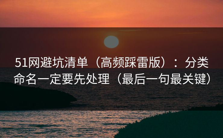 51网避坑清单（高频踩雷版）：分类命名一定要先处理（最后一句最关键）